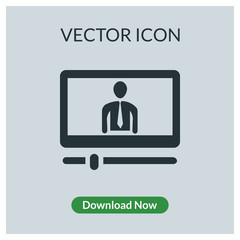 Man in monitor vector icon