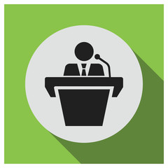 Person speak on the rostrum vector icon