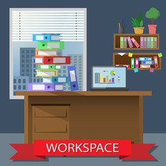 modern office interior with shadow. Vector simple image