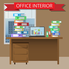 modern office interior with shadow. Vector simple image