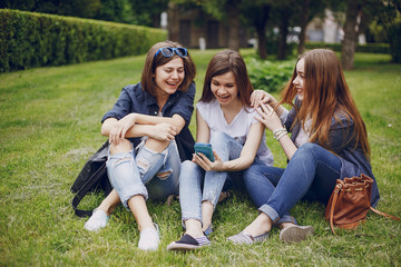 three beautiful girls on walk