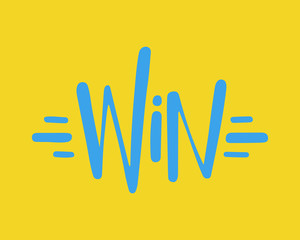 Win text sign test success message contest promotion banner competition and award lucky lottery word modern reward gamble champion vector illustration.