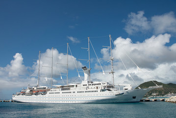 Modern yacht in port