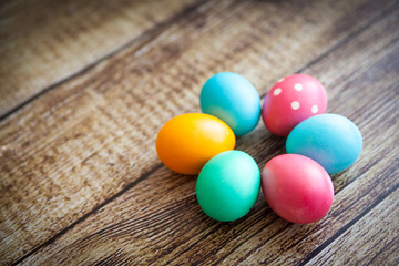 Colorful painted easter eggs