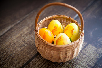 Yellow painted easter eggs
