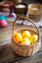 Yellow painted easter eggs