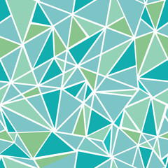 Vector Blue Green Geometric Mosaic Triangles Repeat Seamless Pattern Background. Can Be Used For Fabric, Wallpaper, Stationery, Packaging.