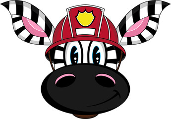 Cute Cartoon Zebra Fireman - Firefighter