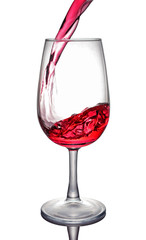 Splash of a red wine in glass
