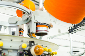 Textile: Industrial Embroidery Machine. Machinery and equipment in a spinning production company