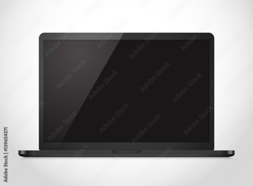Poster Modern laptop computer vector mockup. Vector notebook photoreal illustration. Template for a content