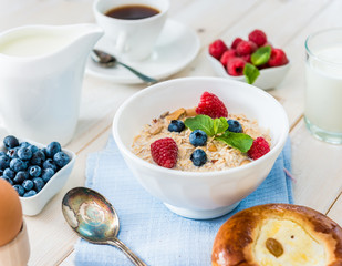 delicious breakfast with muesli