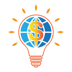 Global finance economy communication icon, vector illustration. Flat design style