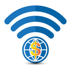 Global finance economy communication icon, vector illustration. Flat design style