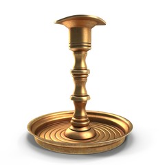 Antique Brass Candle Holder on white. 3D illustration