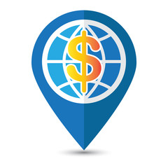 Global finance economy communication icon, vector illustration. Flat design style