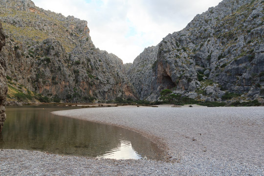 Canyon Torrent de Pareis and beach, Majorca, Spain