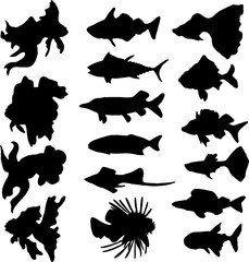 Obraz na płótnie Canvas set of fish silhoettes