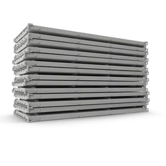 Folded Collapsible ISO Containers Stack isolated on white. 3D illustration
