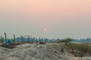 sunset over dam or reservoir, Roi-ed, Thailand