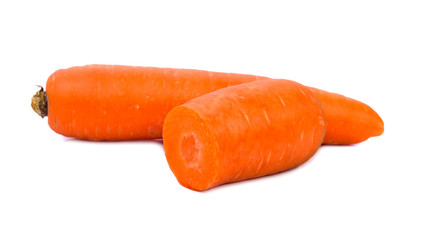 Carrot isolated with white background, sliced in half