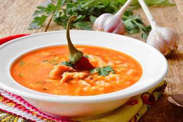 Red soup. Food Photo