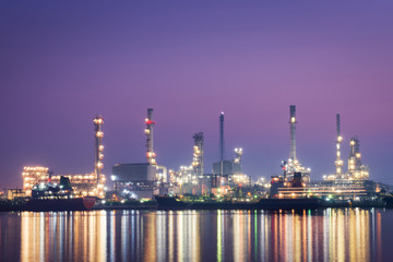 Obraz na płótnie Canvas Oil Refinery factory in the morning , petrochemical plant , Petroleum.