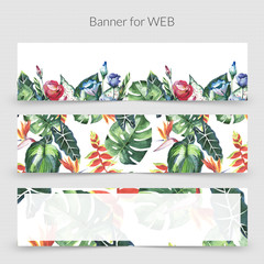 Tropical Hawaii leaves palm tree theme in a watercolor style isolated.