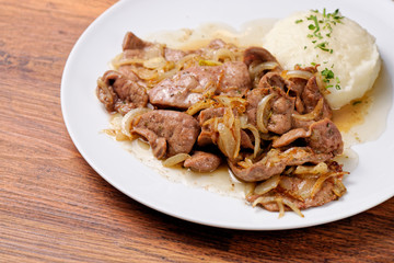 Liver and onions with potato
