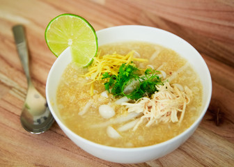 Quinoa soup with mushroom and herbs
