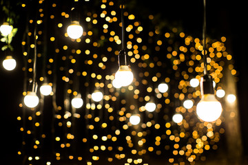 Lights and lanterns in the night. Bokeh