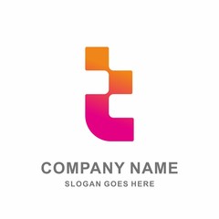 Monogram Letter T Square Pixel Data Link Connection Technology Computer Business Company Stock Vector Logo Design Template 