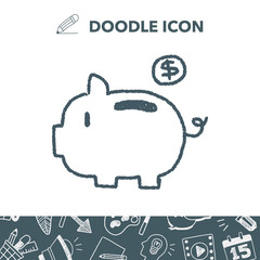 Piggybank doodle drawing