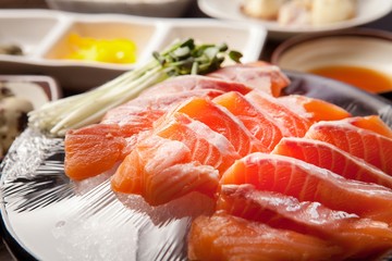 sliced raw salmon