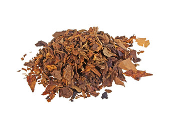 Dried smoking tobacco isolated on a white background