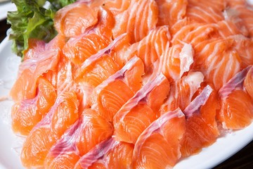 sliced raw salmon