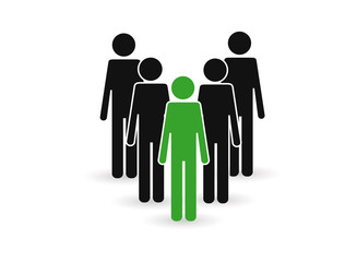 Illustration of crowd of people - icon silhouettes vector. Social icon. Flat style design. Vector EPS 10.