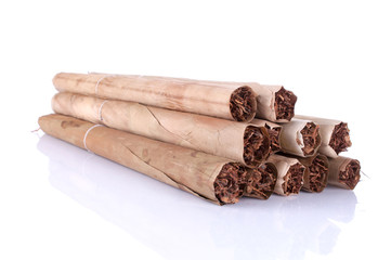 Thai cigars close up on background