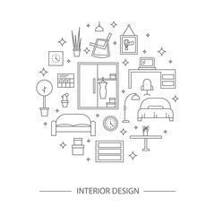 Linear interior design illustration