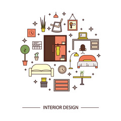 Linear interior design illustration