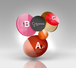 Shiny circles with text in 3d space