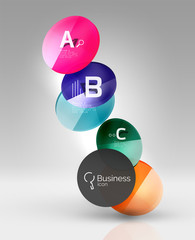 Shiny circles with text in 3d space