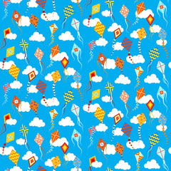 Seamles pattern with different kites