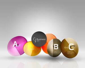 Shiny circles with text in 3d space