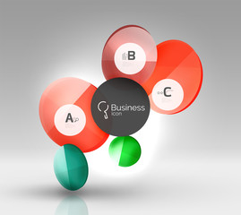 Shiny circles with text in 3d space