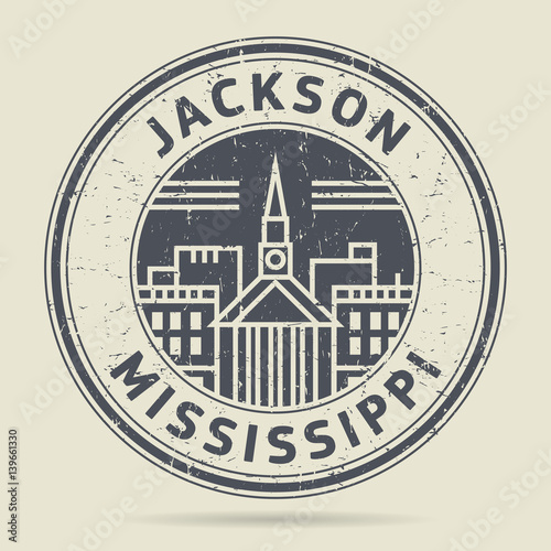 "Grunge rubber stamp or label with text Jackson, Mississippi" Stock