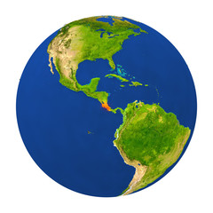 Costa Rica highlighted on Earth