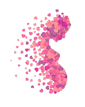 Profile of pregnant woman of hearts