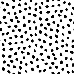 Seamless background with random elements. Tileable ornament. Dotted abstract background. Black and white pattern