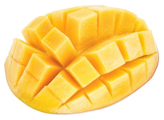 Mango cubes. Isolated on a white background.